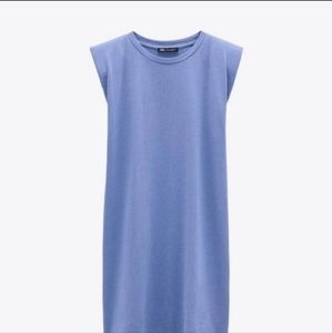 NWT ZARA Violet Padded Shoulder T shirt Dress